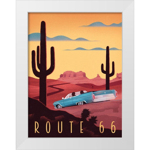 Route 66 White Modern Wood Framed Art Print by Wickstrom, Martin