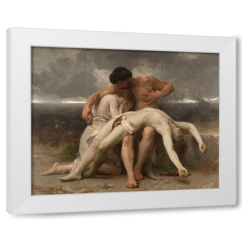 The First Mourning, 1888 White Modern Wood Framed Art Print by Bouguereau, William-Adolphe