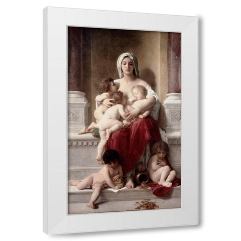 Charity White Modern Wood Framed Art Print by Bouguereau, William-Adolphe