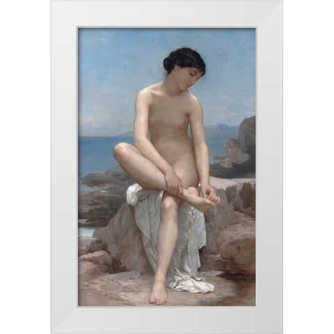 The Bather, 1879 White Modern Wood Framed Art Print by Bouguereau, William-Adolphe