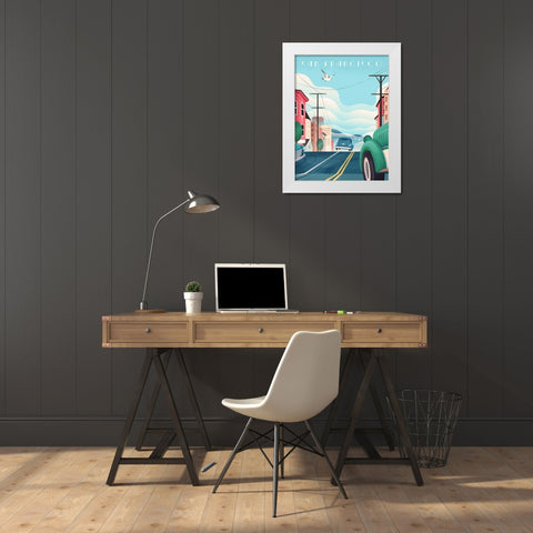 San Francisco - Streets White Modern Wood Framed Art Print by Wickstrom, Martin