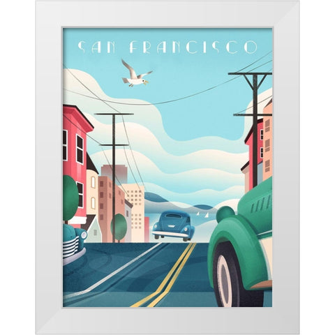 San Francisco - Streets White Modern Wood Framed Art Print by Wickstrom, Martin