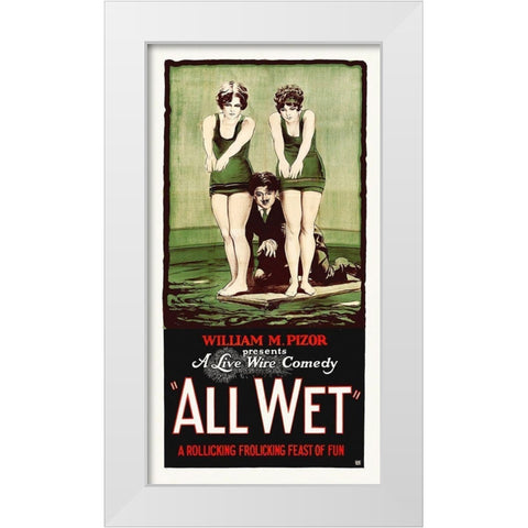 All Wet,  1915 White Modern Wood Framed Art Print by Hollywood Photo Archive