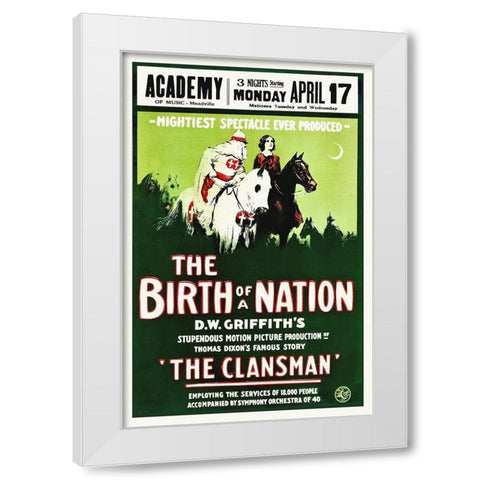 Birth of a Nation, poster White Modern Wood Framed Art Print by Hollywood Photo Archive