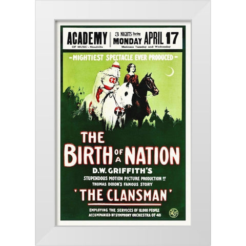 Birth of a Nation, poster White Modern Wood Framed Art Print by Hollywood Photo Archive