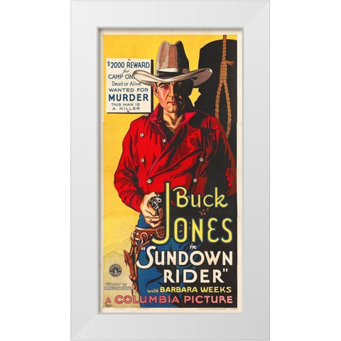 Buck Jones, Sundown Rider White Modern Wood Framed Art Print by Hollywood Photo Archive