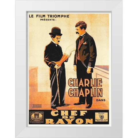 Chaplin The Floorwalker, 1916 001 White Modern Wood Framed Art Print by Hollywood Photo Archive