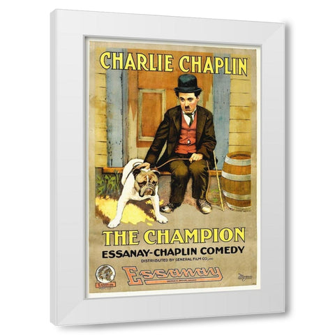 Charlie Chaplin, Champion, The,  1919 Esanney White Modern Wood Framed Art Print by Hollywood Photo Archive