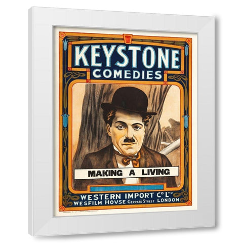 Charlie Chaplin, Making A Living White Modern Wood Framed Art Print by Hollywood Photo Archive