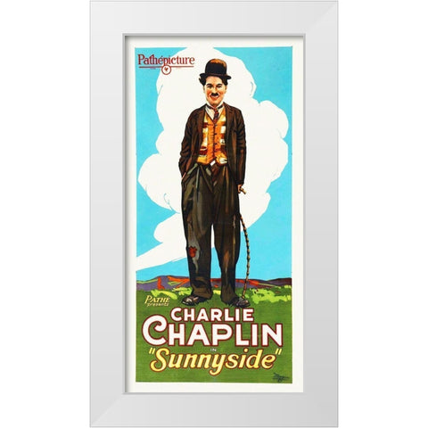Charlie Chaplin, Sunnyside White Modern Wood Framed Art Print by Hollywood Photo Archive