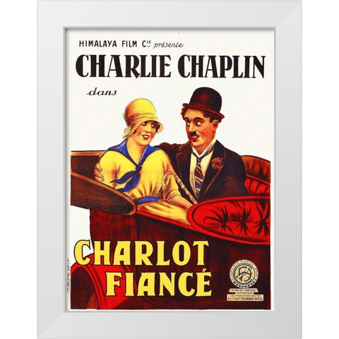 Charlie Chaplin, The Jitney Elopement, 1915 White Modern Wood Framed Art Print by Hollywood Photo Archive