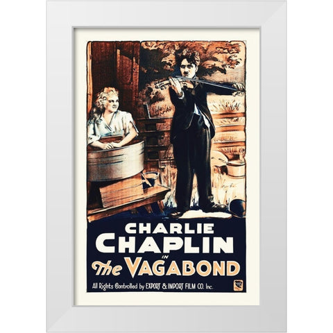 Charlie Chaplin, The Vagabond, 1916 White Modern Wood Framed Art Print by Hollywood Photo Archive