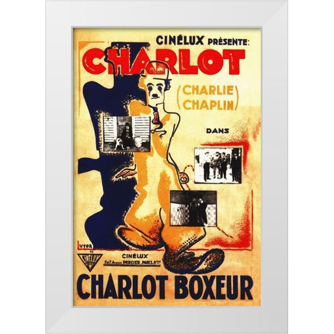 Charlie Chaplin, The Champion,  1915 White Modern Wood Framed Art Print by Hollywood Photo Archive
