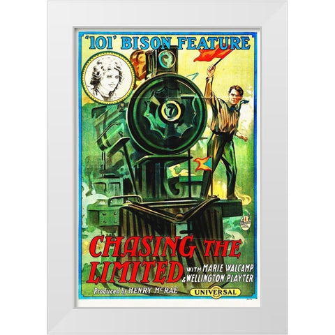 Chasing the Limited, 1915 White Modern Wood Framed Art Print by Hollywood Photo Archive