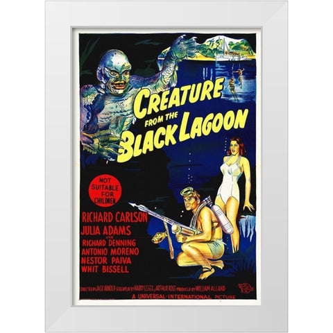 Creature From the Black Lagoon White Modern Wood Framed Art Print by Hollywood Photo Archive