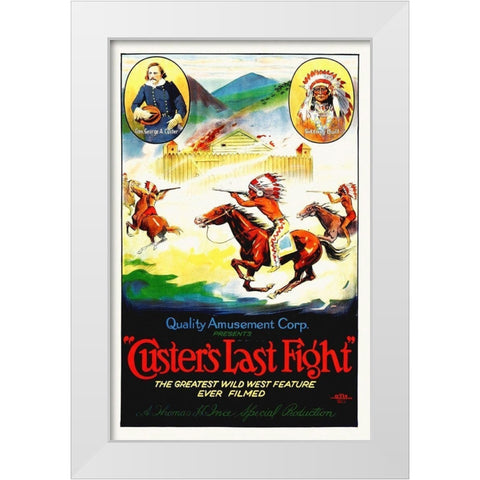 Custers Last Fight White Modern Wood Framed Art Print by Hollywood Photo Archive