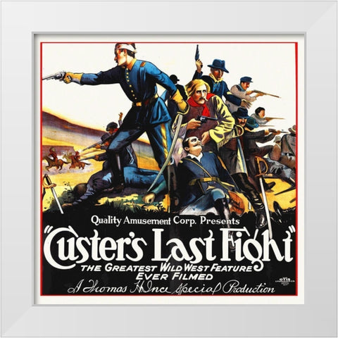 Custers Last Fight,  1912 White Modern Wood Framed Art Print by Hollywood Photo Archive