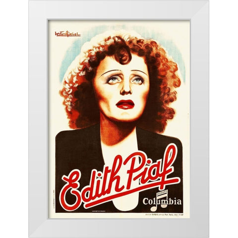 Edith Piaf White Modern Wood Framed Art Print by Hollywood Photo Archive