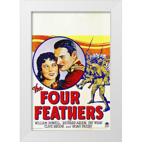 Four Feathers White Modern Wood Framed Art Print by Hollywood Photo Archive