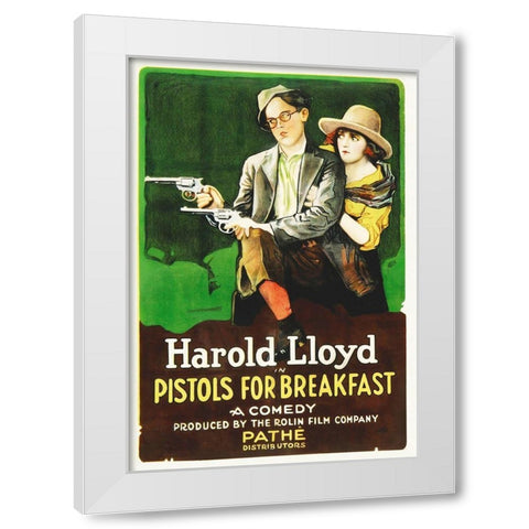 Harold Lloyd, Pistols For Breakfast White Modern Wood Framed Art Print by Hollywood Photo Archive