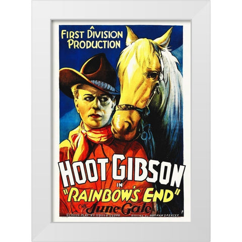 Hoot Gibson, Rainbows End White Modern Wood Framed Art Print by Hollywood Photo Archive