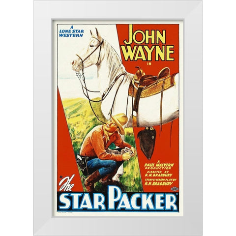 John Wayne White Modern Wood Framed Art Print by Hollywood Photo Archive