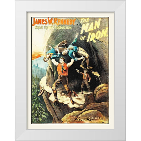 Man Of Iron 1893 White Modern Wood Framed Art Print by Hollywood Photo Archive