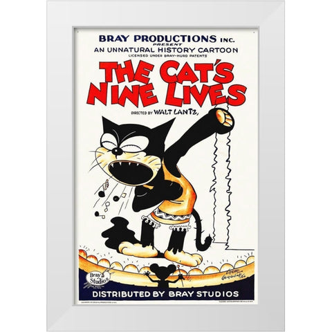 The Cats Nine Lives White Modern Wood Framed Art Print by Hollywood Photo Archive
