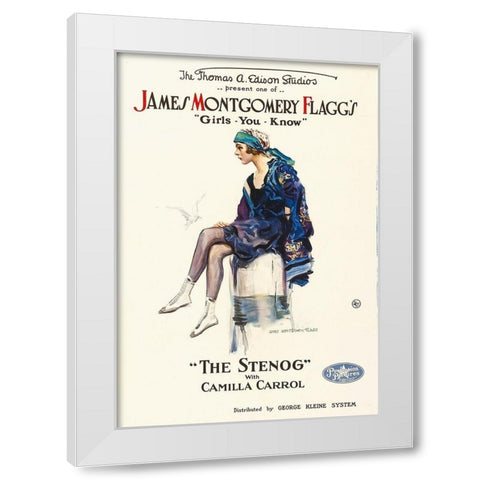 The Stenog, 1918 White Modern Wood Framed Art Print by Hollywood Photo Archive