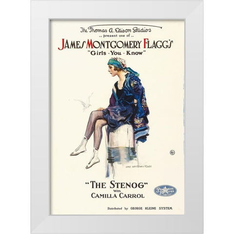 The Stenog, 1918 White Modern Wood Framed Art Print by Hollywood Photo Archive