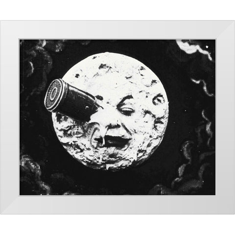 A Trip To The Moon - Landing White Modern Wood Framed Art Print by Hollywood Photo Archive