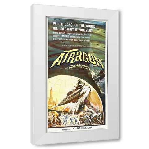 Atragon White Modern Wood Framed Art Print by Hollywood Photo Archive
