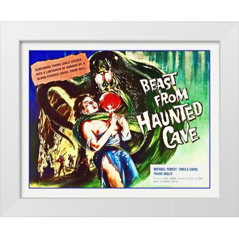 Beast From Haunted Cave White Modern Wood Framed Art Print by Hollywood Photo Archive