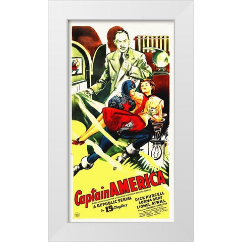 Captain America - A Republic Serial White Modern Wood Framed Art Print by Hollywood Photo Archive