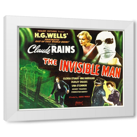 Claude Raines In The Invisible Man White Modern Wood Framed Art Print by Hollywood Photo Archive