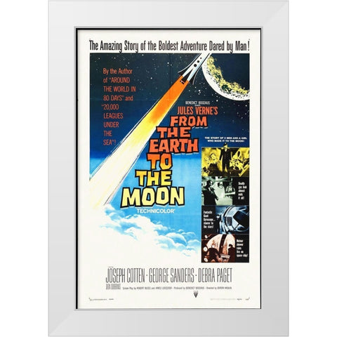 From The Earth To The Moon White Modern Wood Framed Art Print by Hollywood Photo Archive