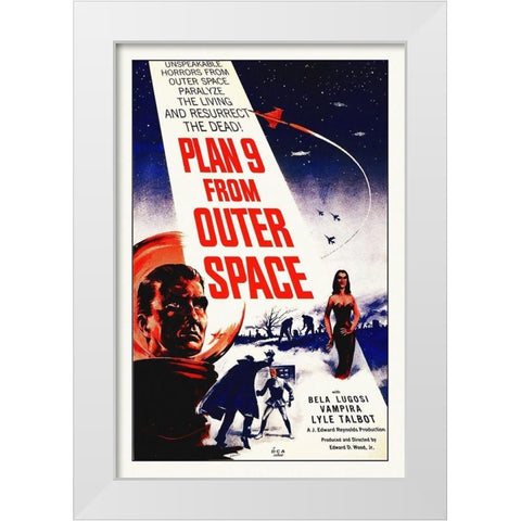 Plan Nine From Outer Space White Modern Wood Framed Art Print by Hollywood Photo Archive