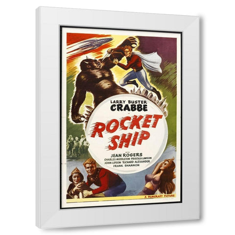 Rocket Ship with Buster Crabbe White Modern Wood Framed Art Print by Hollywood Photo Archive