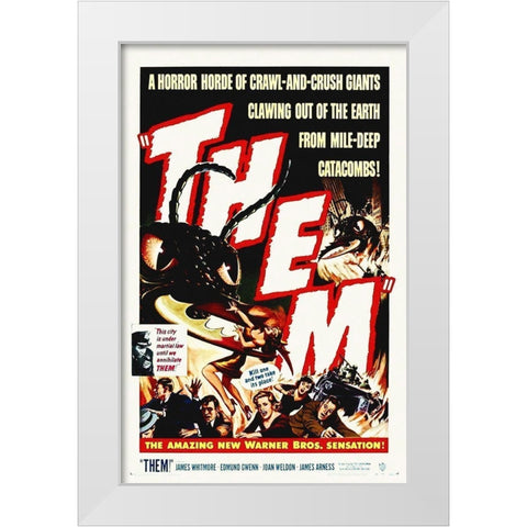THEM - A Horror Horde... White Modern Wood Framed Art Print by Hollywood Photo Archive