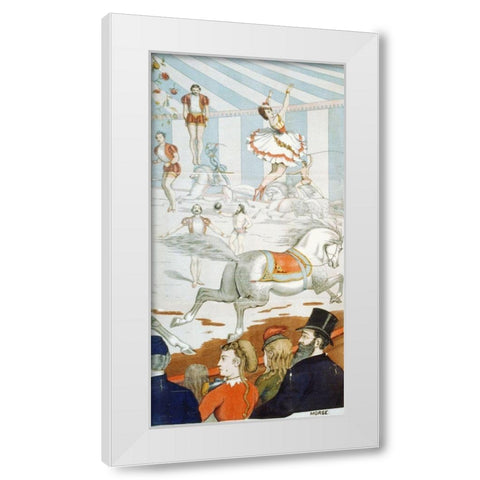 Acrobats On Horseback - 1870 White Modern Wood Framed Art Print by Hollywood Photo Archive