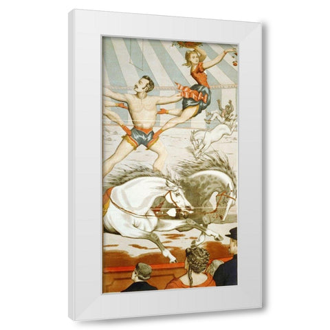 Acrobats On Horseback 2 - 1870 White Modern Wood Framed Art Print by Hollywood Photo Archive