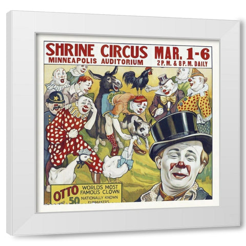 Shrine Circus - Clowns - 1935 White Modern Wood Framed Art Print by Hollywood Photo Archive
