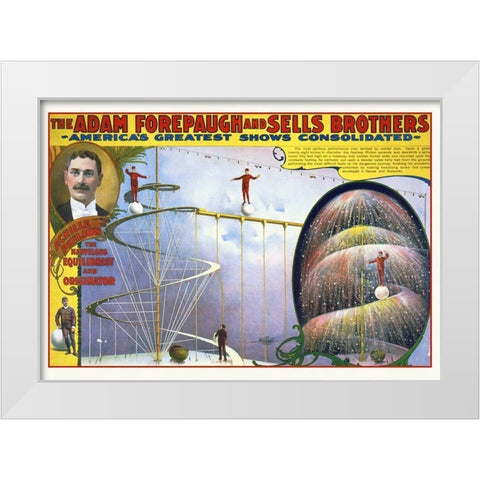 The Adam Forepaugh And Sells Achille Philion White Modern Wood Framed Art Print by Hollywood Photo Archive