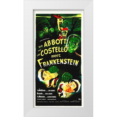 Abbott And Costello Meet Frankenstein White Modern Wood Framed Art Print by Hollywood Photo Archive