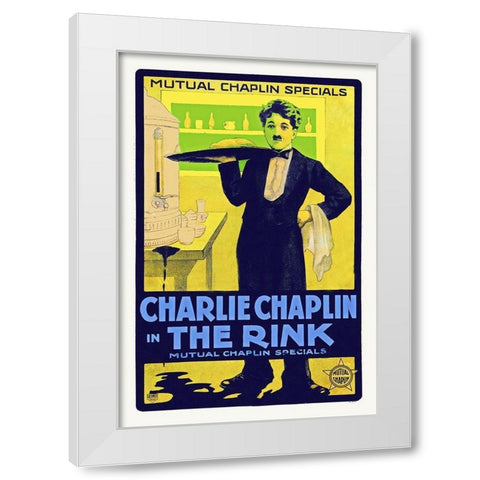 Charlie Chaplin, The Rink - 1916 White Modern Wood Framed Art Print by Hollywood Photo Archive