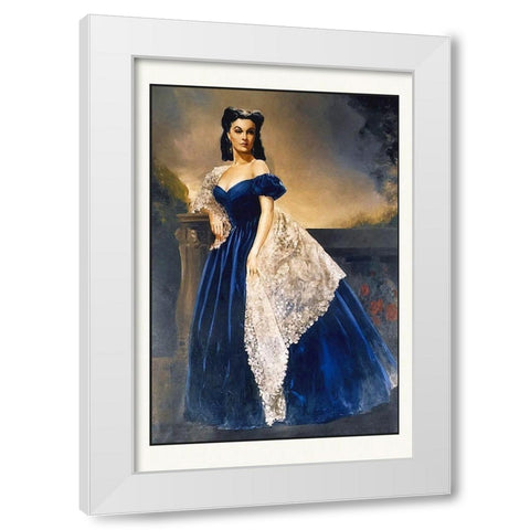Gone With the Wind Principle Cast Portrait Scarlett O Hara White Modern Wood Framed Art Print by Hollywood Photo Archive