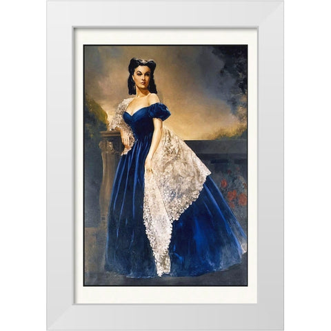 Gone With the Wind Principle Cast Portrait Scarlett O Hara White Modern Wood Framed Art Print by Hollywood Photo Archive
