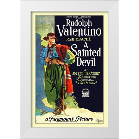 Rudolph Valentino - A Sainted Devil - 1924 White Modern Wood Framed Art Print by Hollywood Photo Archive