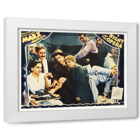 Marx Brothers - A Night at the Opera 03 White Modern Wood Framed Art Print by Hollywood Photo Archive