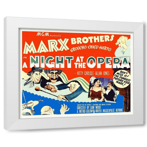 Marx Brothers - A Night at the Opera 06 White Modern Wood Framed Art Print by Hollywood Photo Archive